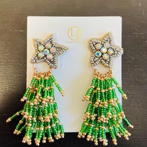 Laura Janelle Star Earrings with Green Beads